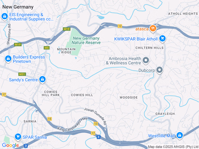 Google map for 4 Bedroom House For Sale in Cowies Hill