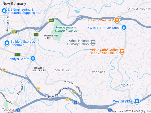Google map for 1 Bedroom House For Sale in Cowies Hill