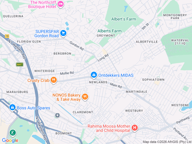 Google map for 1 Bedroom House For Sale in Newlands