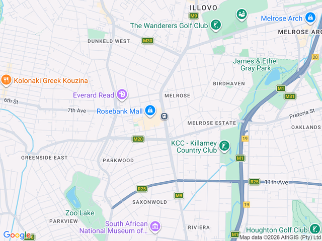 Google map for 3 Bedroom House For Sale in Rosebank