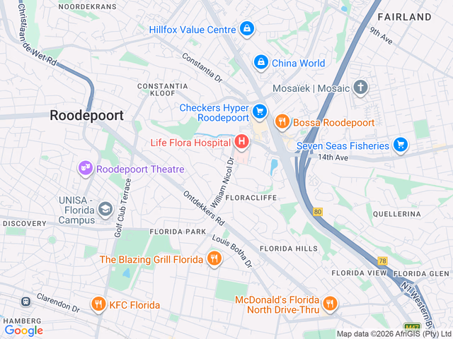 Google map for 3 Bedroom House For Sale in Floracliffe