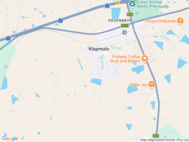 Google map for 2 Bedroom House For Sale in Klapmuts